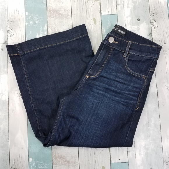 Express Denim - Express Wide Leg Cropped Dark Wash Capri Jeans